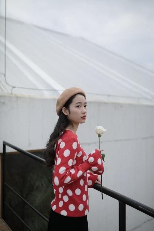 老米优品🎈福利无退换哦！老粉的亏本回馈！复古波点 提花马蹄公主袖修身款毛衣 商品图3