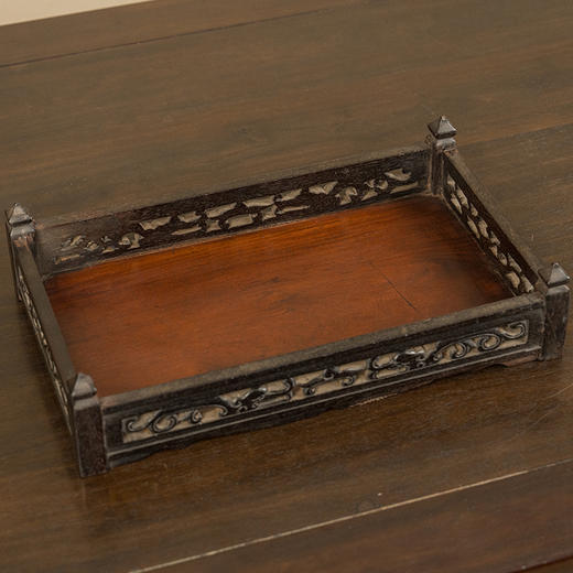 清 紫檀透雕螭龙纹呈盘 商品图4