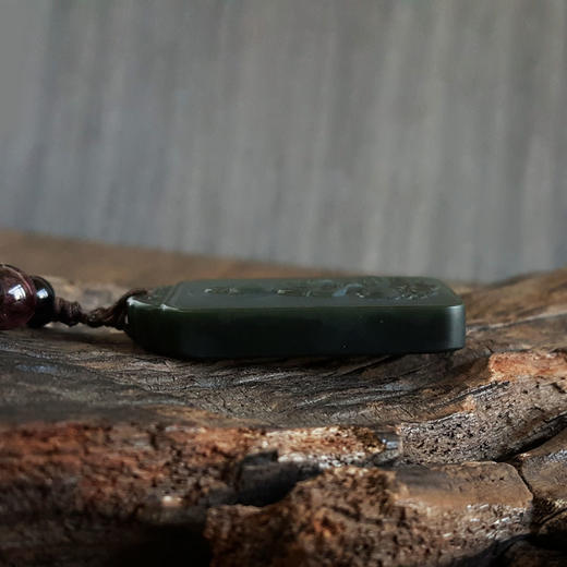 【天然正品】天然无杂裂观音造型和田玉青玉（平安、吉祥）吊坠项链48.7*29.7*8.0MM（皆取最大值）男士现售价：780特价！161224NJM17 商品图5