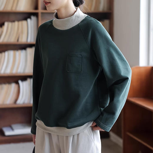 裁缝学苑AQ411毛圈棉磨绒加厚高领撞色插肩袖卫衣纸样女装上衣版型样板 商品图3