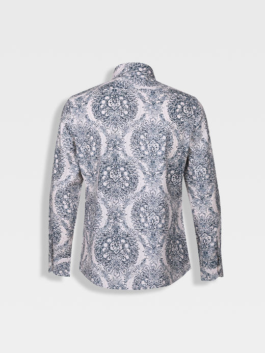 callisto山海系列蓝色棉混纺休闲长袖衬衫 商品图1