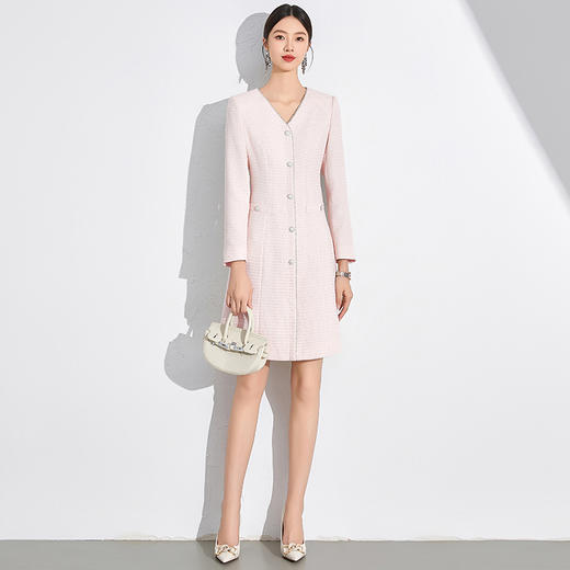 IWY/粉色连衣裙女优雅通勤裙子小香风优雅名媛裙子约会千金主持人24Q611 商品图3