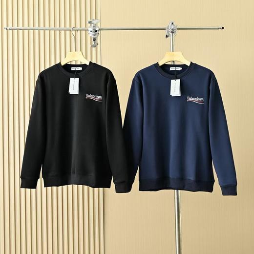 巴黎世家经典款秋冬加绒加厚刺绣小圆领卫衣！男女同款！采用原版320g定织双纱纯棉面料 商品图0