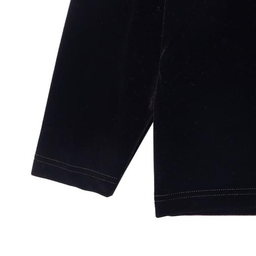 T414秋冬新款黑色亮面植绒V领套头长袖T恤休闲宽松时尚百搭 商品图9