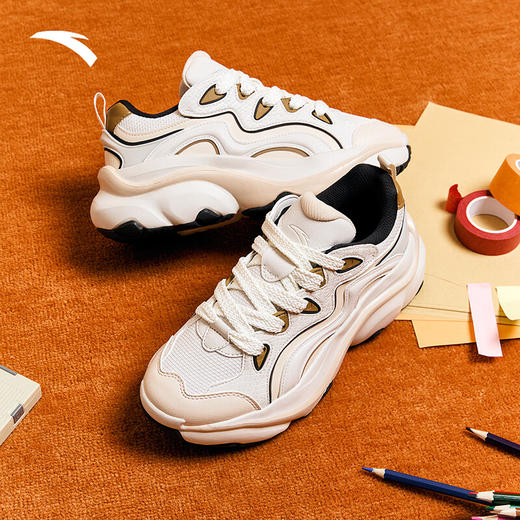 安踏萌爪鞋老爹鞋休闲鞋厚底增高女鞋冬季新款潮流运动鞋122518880R 商品图0