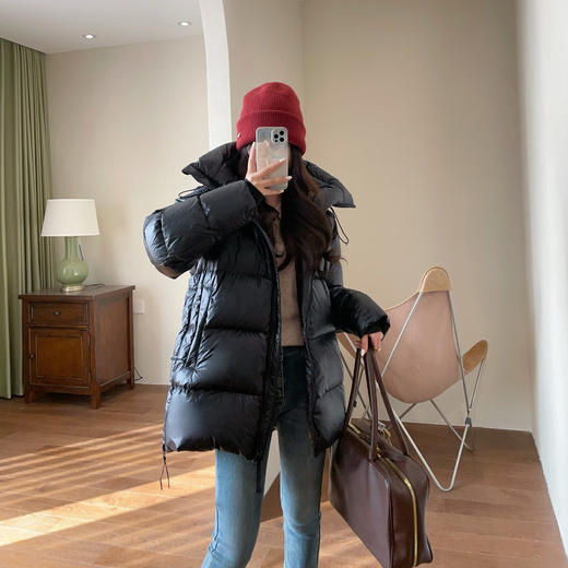 柜上1W!三防95三星白鸭绒面包连帽羽绒服女中长款外套24冬款! 商品图2