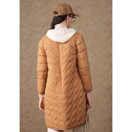 【两色可选】乔万尼轻薄型舒适型双面可穿中长款修身白鸭绒保暖时尚外套羽绒服ES4T430 商品图2