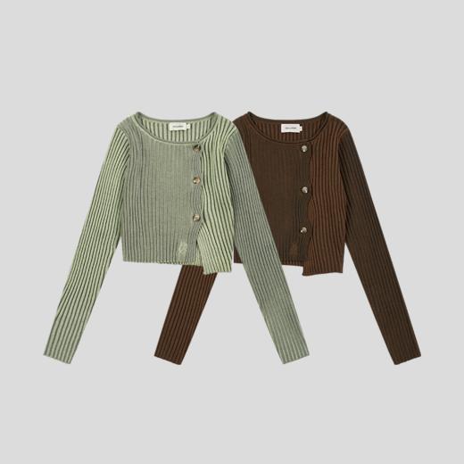 GOODBAI GBlogo刺绣百褶纹理不规则紧身针织开衫 商品图1