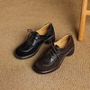 【预售5天】复古春季软底舒适深口单鞋新款羊皮拼接系带中跟黑色小皮鞋乐福鞋DPJ&2958 商品缩略图4