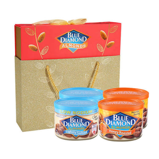 蓝钻石扁桃仁鸿运礼盒680g/053648 蜜烤风味&淡盐风味烘烤适度果仁焦黄均匀 商品图0