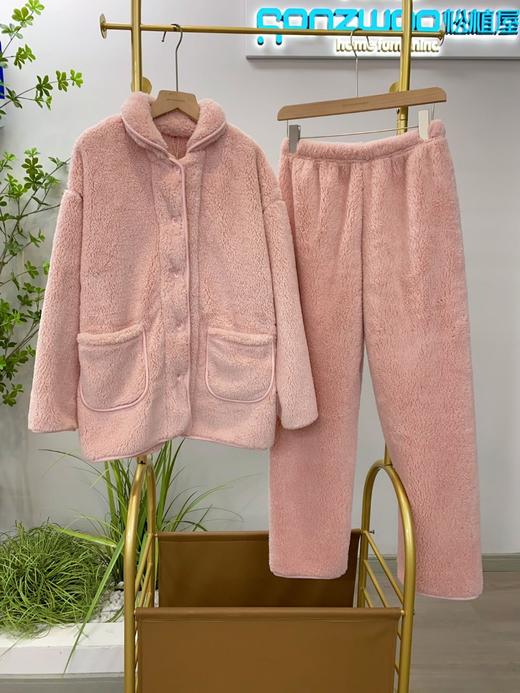 松植屋情侣款加厚泡泡珊瑚绒套装2026冬季男女睡衣保暖家居服棉服 商品图0
