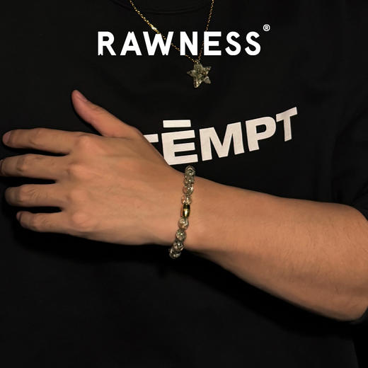 Rawness/契健 破碎美金手链 破碎美金手串男女同款树脂水晶手链镶嵌金箔串珠 商品图2