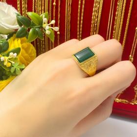【新款热卖3000w】经典霸气帝王绿玉髓男士戒指镶嵌帝王绿-#WIZ1