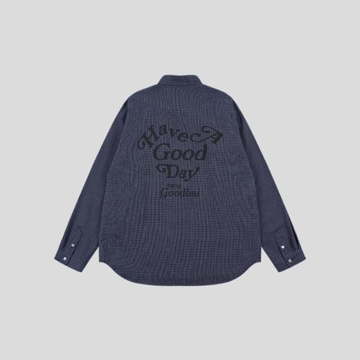 GOODBAI 心形Have a good Day slogan印花翻领口袋宽松长袖衬衫 商品图4