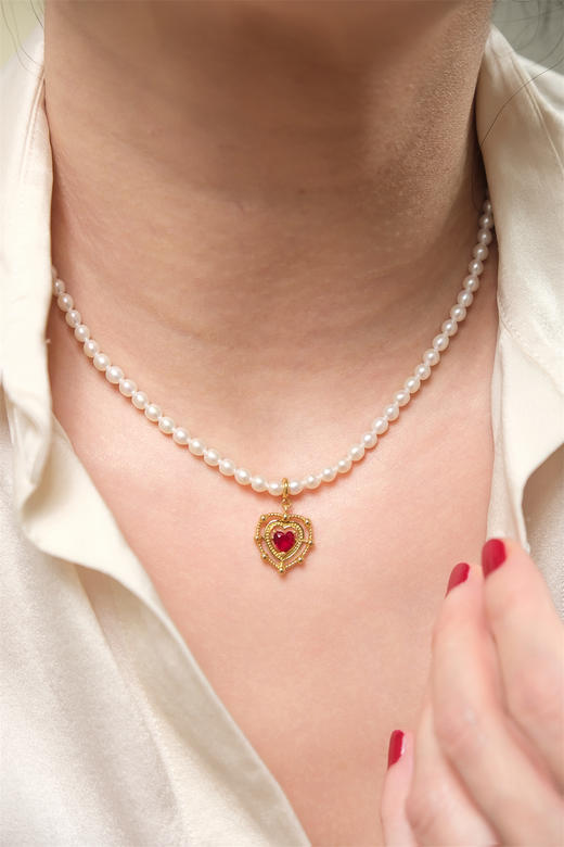pearl moments珍刻 红桃心 米粒珍珠项链 商品图8