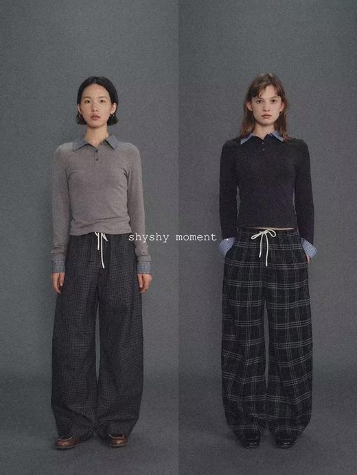 shyshystill/shy202411033/香蕉裤廓形保暖冬日两色格纹阔腿裤长裤 商品图2