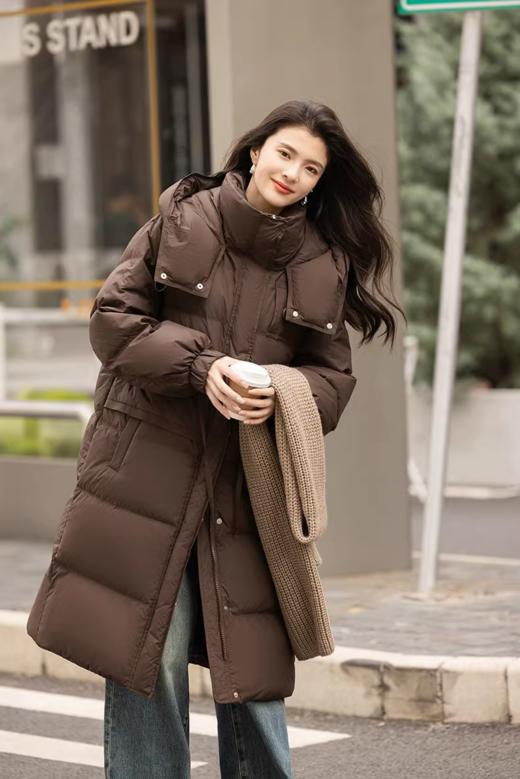 【百图lulu定制】【法棍羽绒服】90白鸭绒  蓬松 腰带可抽绳 大衍缝 中长款羽绒服 商品图0