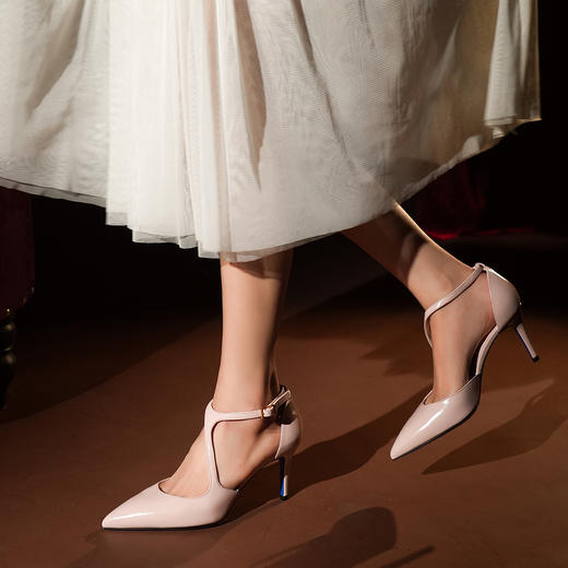 豪麟名鞋LORIBLU女鞋半凉鞋羊皮革5EXSCC54粉色 商品图1