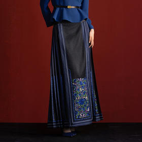 【林栖设计小店】国潮绣花改良马面裙新中式高腰显瘦2025春季新品长裙女1951040