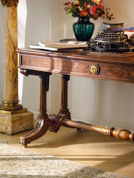 【已售】独角鹿西洋古董 19世纪法国出品帝政风格自然花卉主题铜鎏金精雕装饰硬木长桌 商品图2