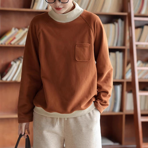 裁缝学苑AQ411毛圈棉磨绒加厚高领撞色插肩袖卫衣纸样女装上衣版型样板 商品图6