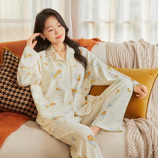 云朵泡泡 家居服(VIP)  纯棉长袖可爱卡通春秋开衫翻领长袖女士家居服睡衣女 商品图2