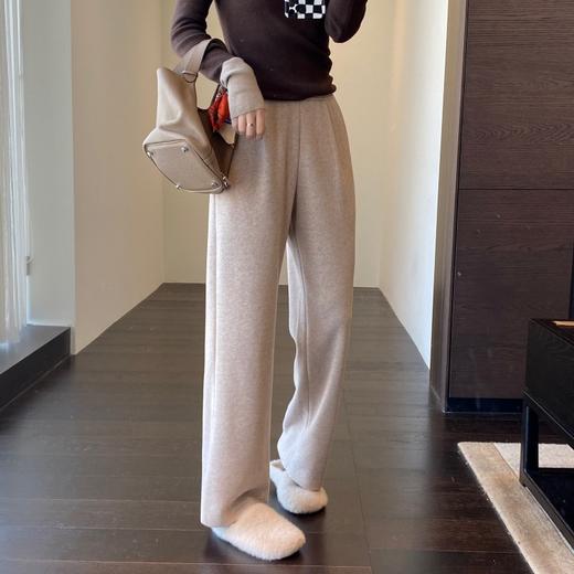 显腿长 高腰显瘦羊毛混纺直筒阔腿裤厚长裤女24秋冬新KTK421H 商品图0