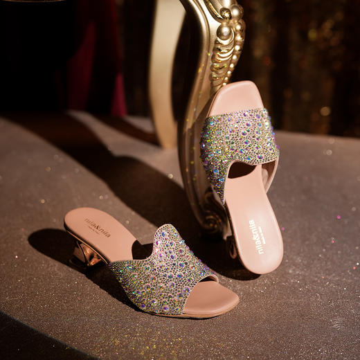 豪麟名鞋NILA&NILA女鞋凉拖羊反绒面革PERT08P杏色 商品图3