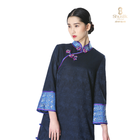 丝毛锦旗袍长炮