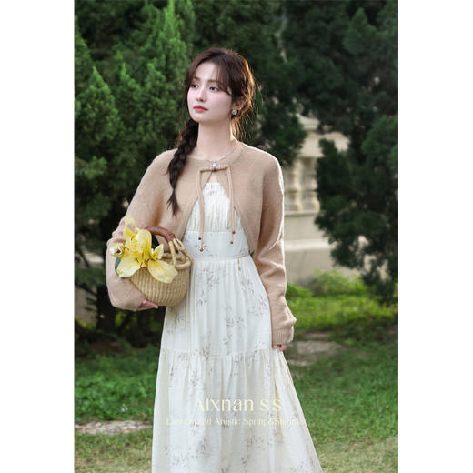 鹿向南《倾城国风》碎花吊带裙针织衫春季新款温柔风气质连衣裙女L335101+L335101SY 商品图5