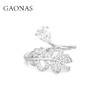 GAONAS 925银合成锆石戒指 惊鸿 时尚白色羽毛女神开口戒 11062JW 商品缩略图0