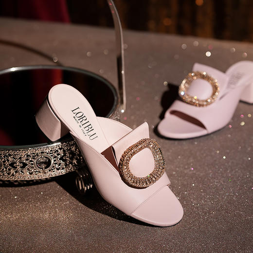 豪麟名鞋LORIBLU女鞋凉拖羊皮革4ER5L652粉色 商品图3