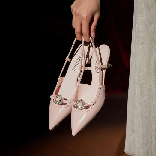 豪麟名鞋LORIBLU女鞋半凉鞋羊皮革5EWSSC52粉色 商品图2