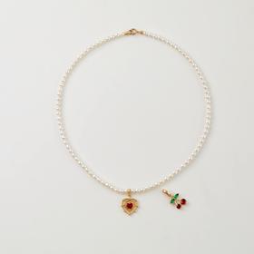 pearl moments珍刻 红桃心 米粒珍珠项链