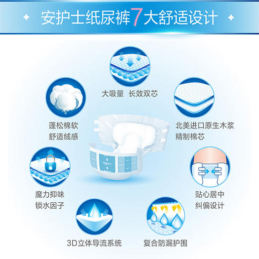 【安护士棉柔亲肤纸尿裤 单包】 大吸量 长效双芯  M/L码 商品图2
