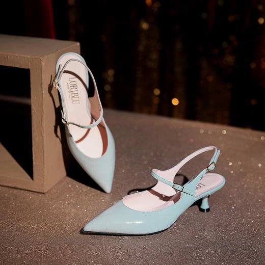 豪麟名鞋LORIBLU女鞋半凉鞋羊皮革5EWSSA64蓝色 商品图3