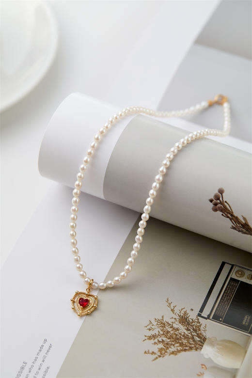 pearl moments珍刻 红桃心 米粒珍珠项链 商品图2