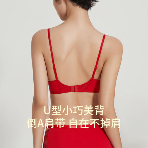 （禧运）莫妮MONI2023新款红色本命年内衣女结婚新娘无钢圈小胸聚拢文胸 商品图4