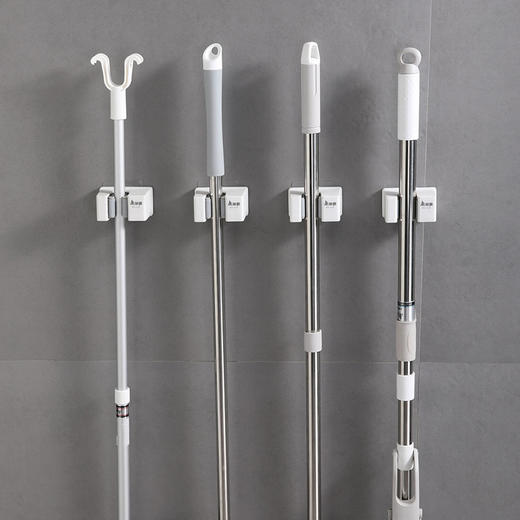 美丽雅多功能拖把收纳架子免打孔挂钩神器 壁挂式卫生间拖把夹卡扣 商品图3