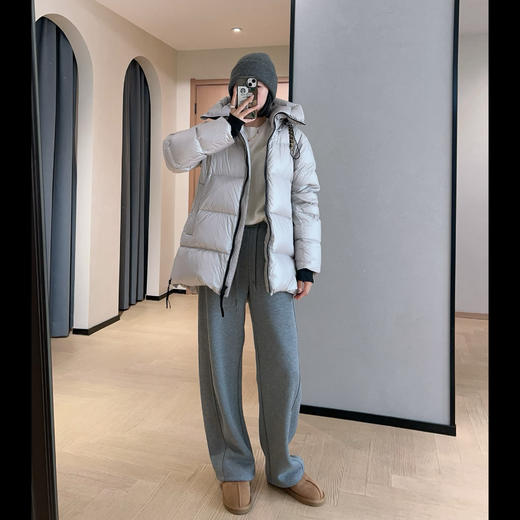 柜上1W!三防95三星白鸭绒面包连帽羽绒服女中长款外套24冬款! 商品图3