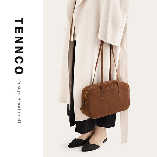 TENNCO【保龄球包】头层牛皮托特包复古大容量通勤单肩大包 商品图5