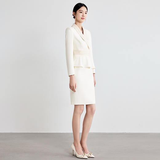 IWY/杏色连衣裙女长袖新款高级感气质女神范主持人上镜工作装24Q672 商品图2