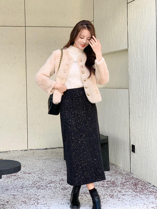 【百图lulu定制】【银河毛呢半裙】星光闪闪 柔软 细腻 毛呢半裙 商品图6