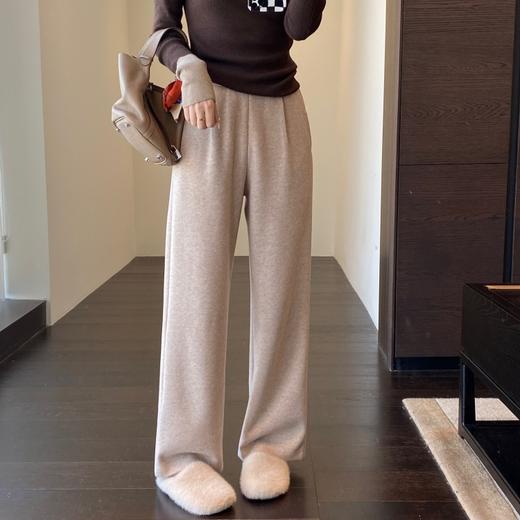 显腿长 高腰显瘦羊毛混纺直筒阔腿裤厚长裤女24秋冬新KTK421H 商品图3