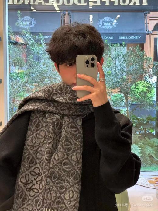 罗意威羊毛羊绒混纺经典植绒立体logo围巾 ，男女均可 软软糯糯 商品图1