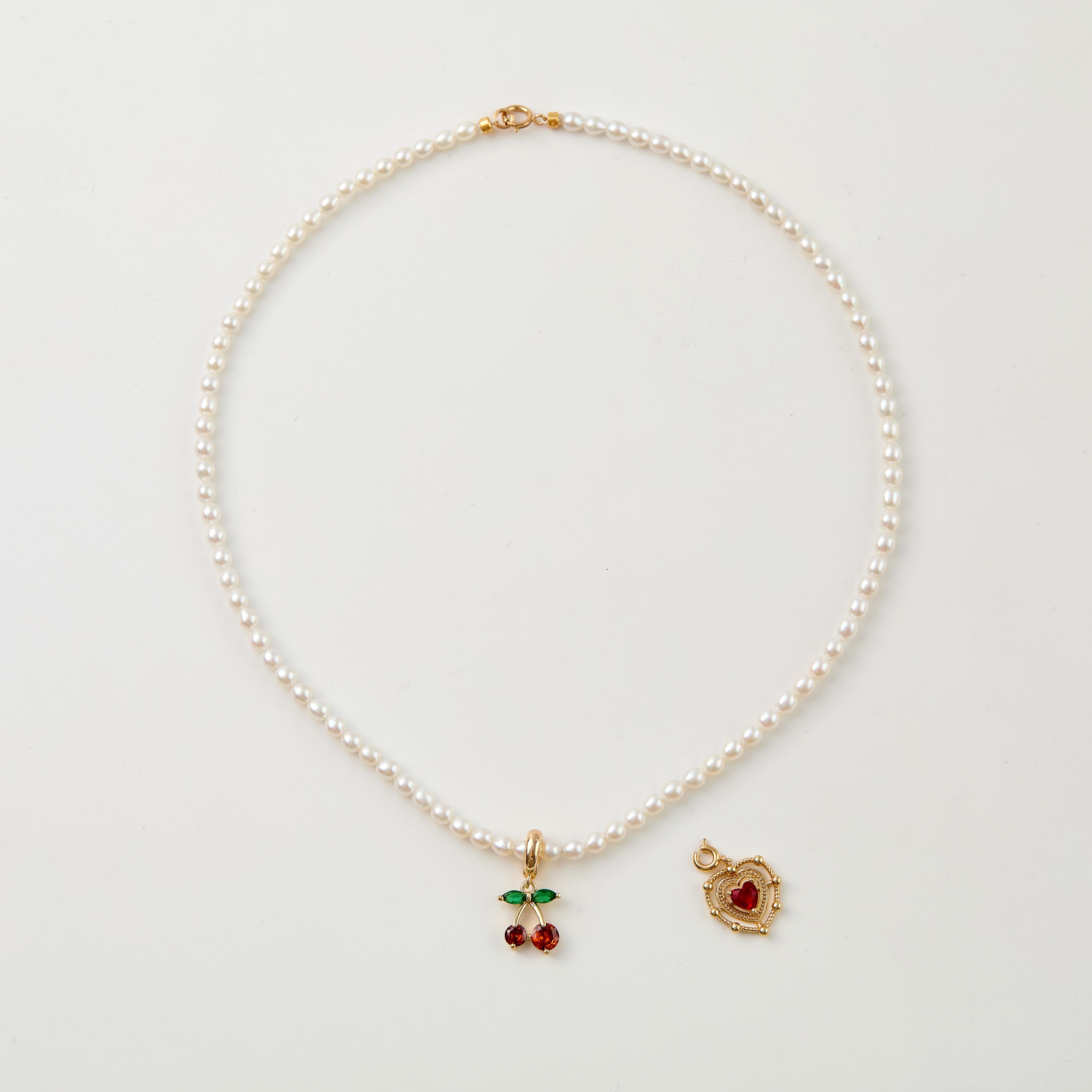 pearl moments珍刻 小樱桃 米粒珍珠项链