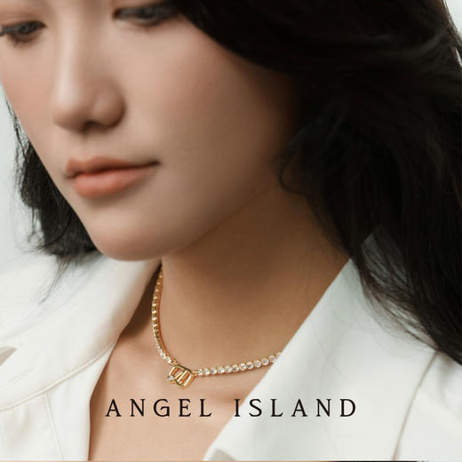 【限时折扣】ANGEL ISLAND 铜合金锆石「Aura光环」经典时尚简约满钻项链 商品图1