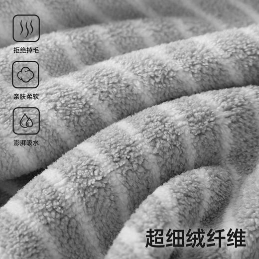 洁丽雅条纹浴袍加厚珊瑚绒男女吸水成人家用情侣浴衣保暖家居服 商品图2