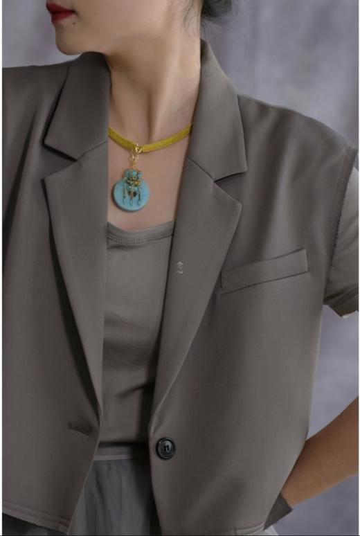 银鎏金点翠天河石编织项链 商品图1