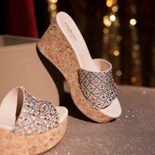 豪麟名鞋NILA&NILA女鞋凉拖羊反绒面革PERT02D杏色 商品图3